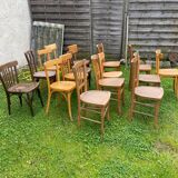 Lot of 16 mismatched bistro chairs