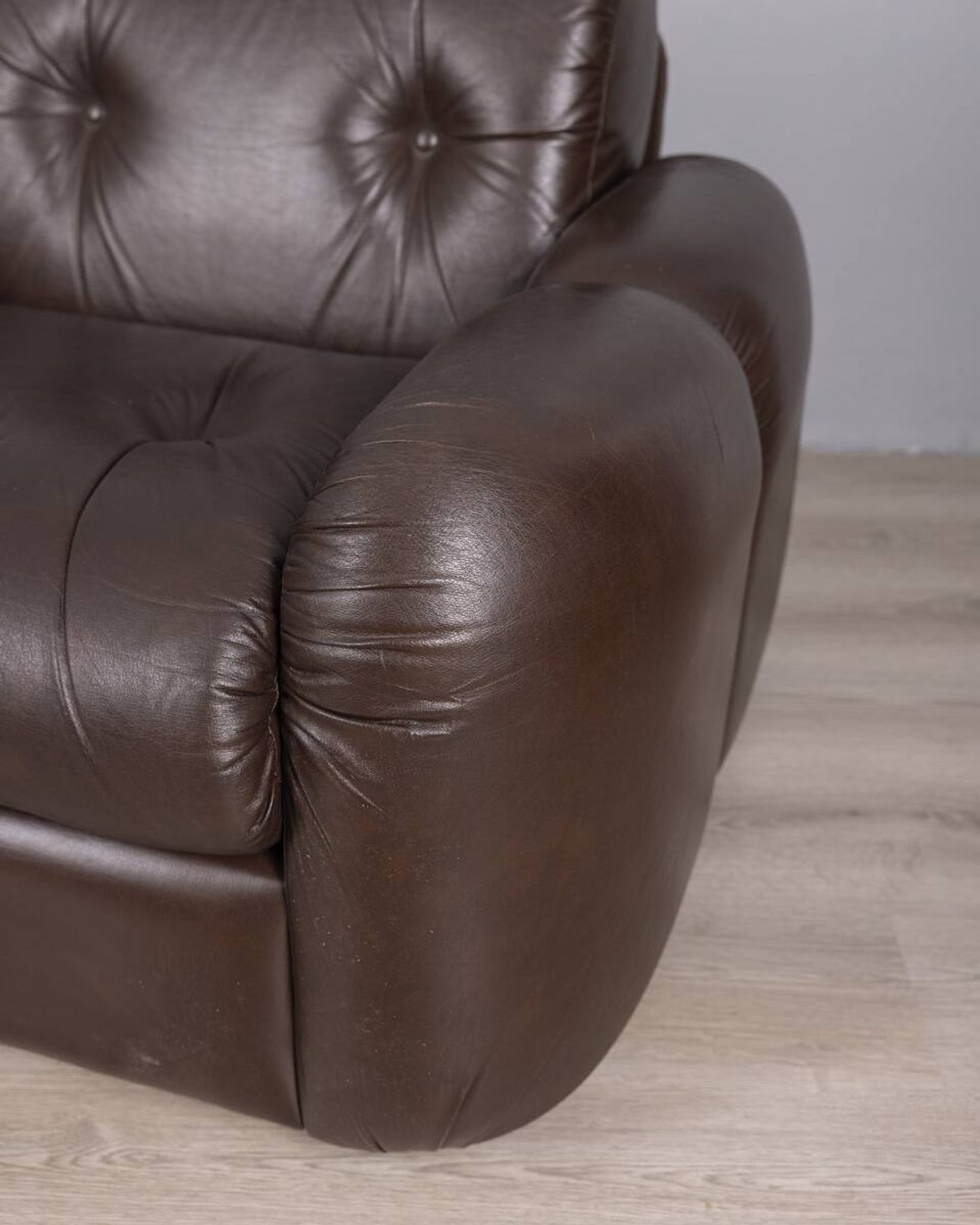 Pair of vintage 1970s brown leather armchairs designed by Ceriotti
