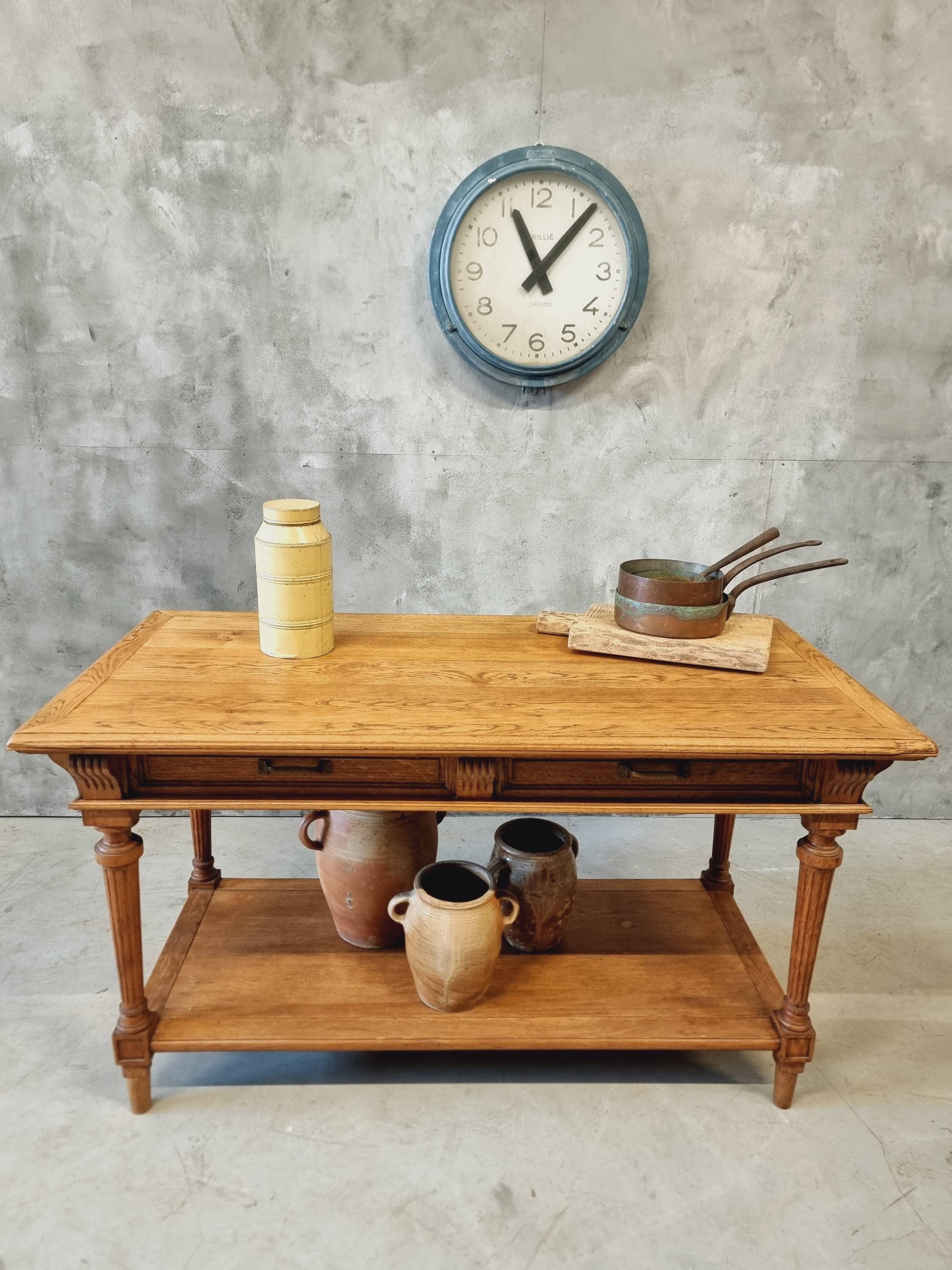 Antique drapers table side table kitchen island oak