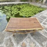 Table basse en rotin vintage vers 1960