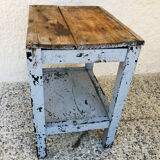 Patinated wood side table