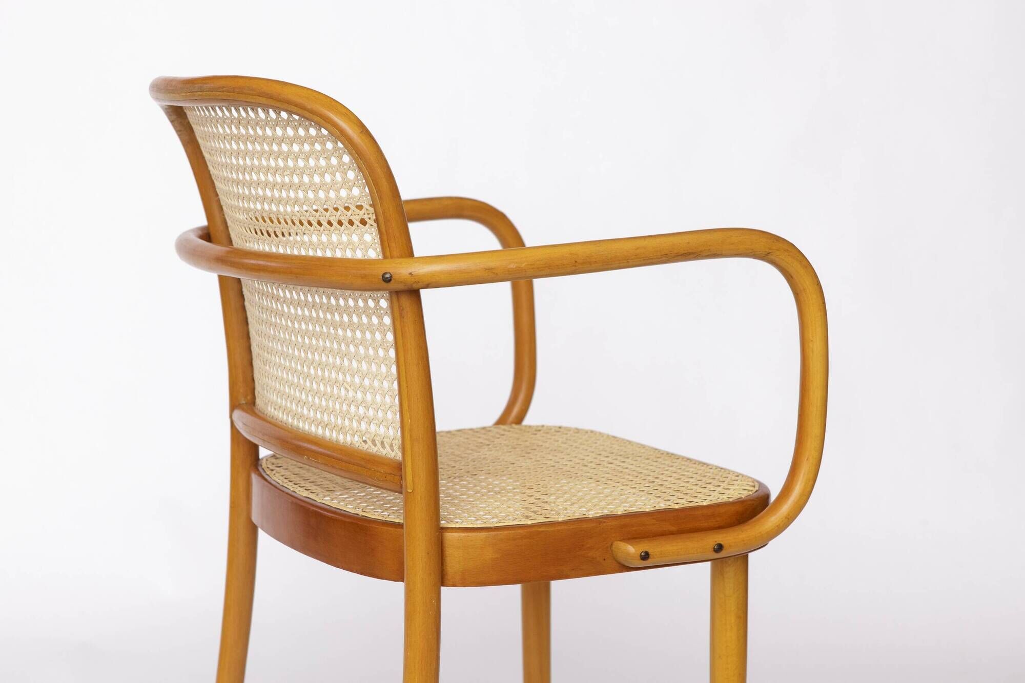Ligna Armchair – 1950s/1960s Czechoslovakia, Bentwood Beech with New Rattan