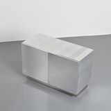 Pair of low buffets in brushed metal, French work, 1970s.