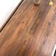 Solid pine work table, grooved top, satin brown finish, year