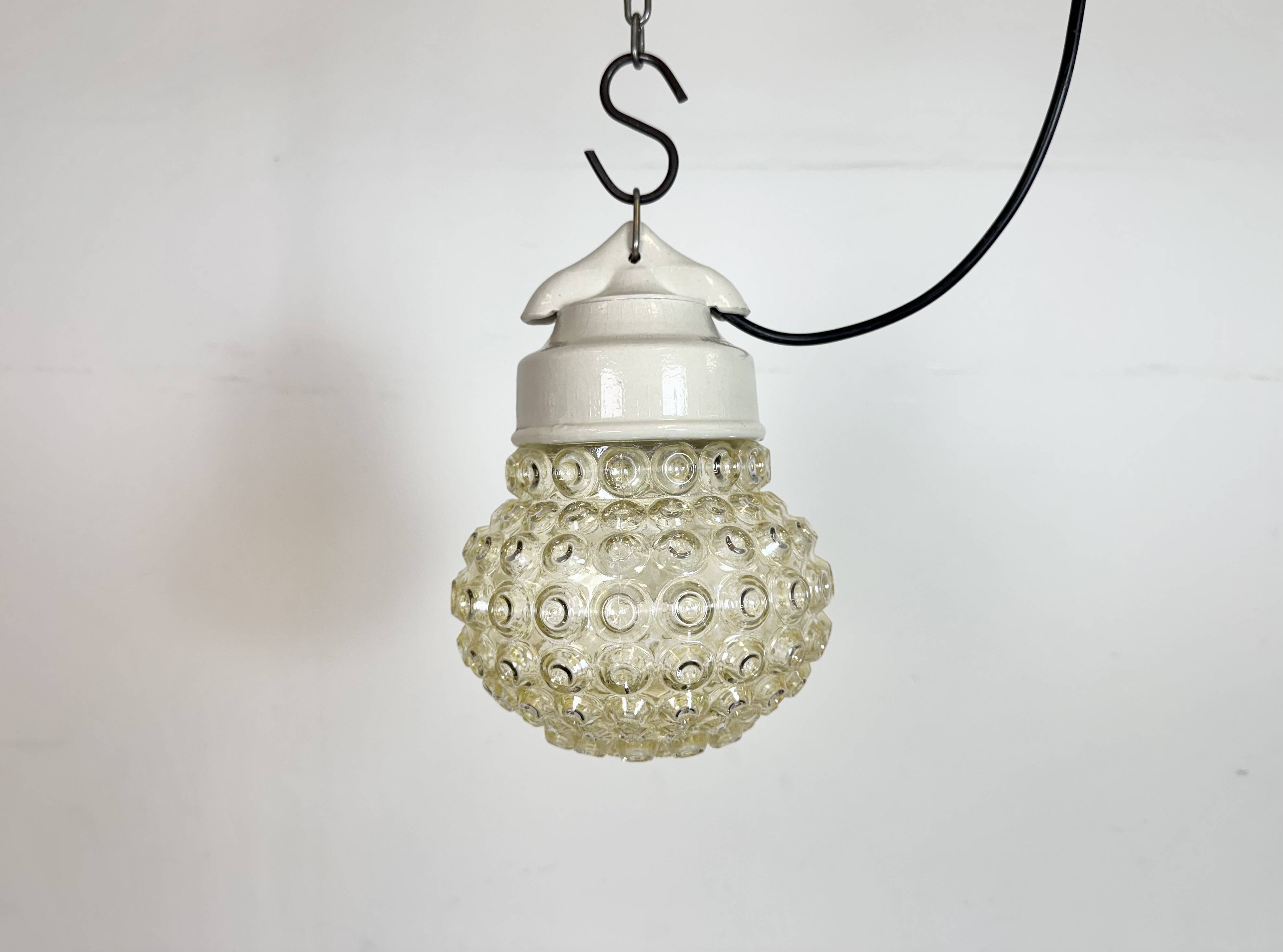 Vintage White Porcelain Pendant Light, 1970s