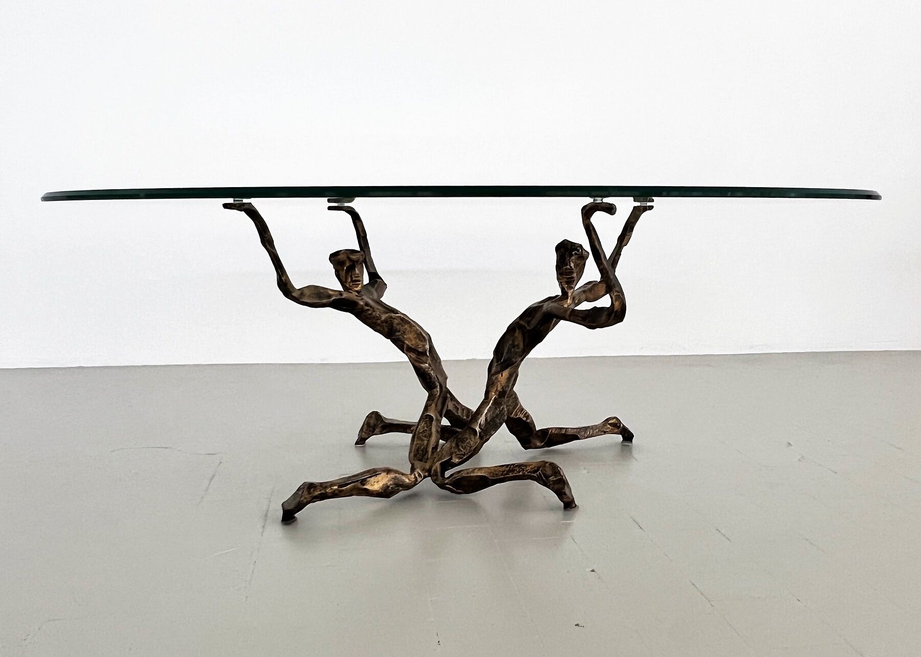 Salvino marsura vintage bronze handcrafted trinidad brutalist coffee table, 1960