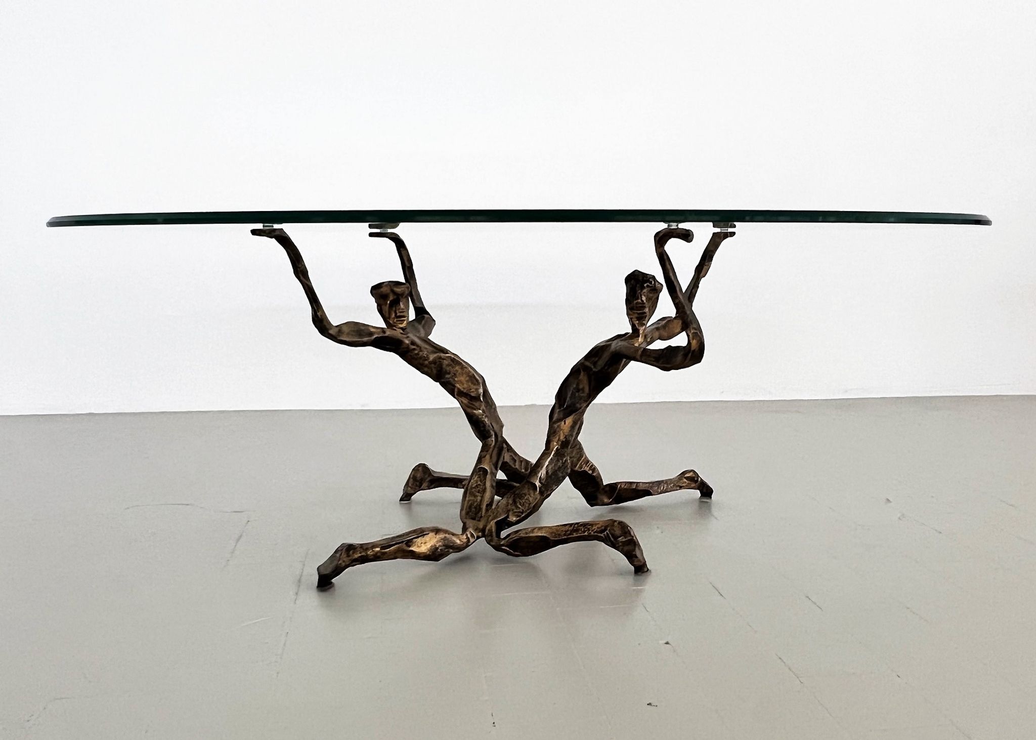 Salvino marsura vintage bronze handcrafted trinidad brutalist coffee table, 1960