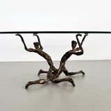 Salvino marsura vintage bronze handcrafted trinidad brutalist coffee table, 1960
