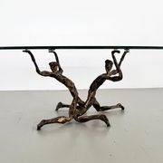 Salvino marsura vintage bronze handcrafted trinidad brutalist coffee table, 1960