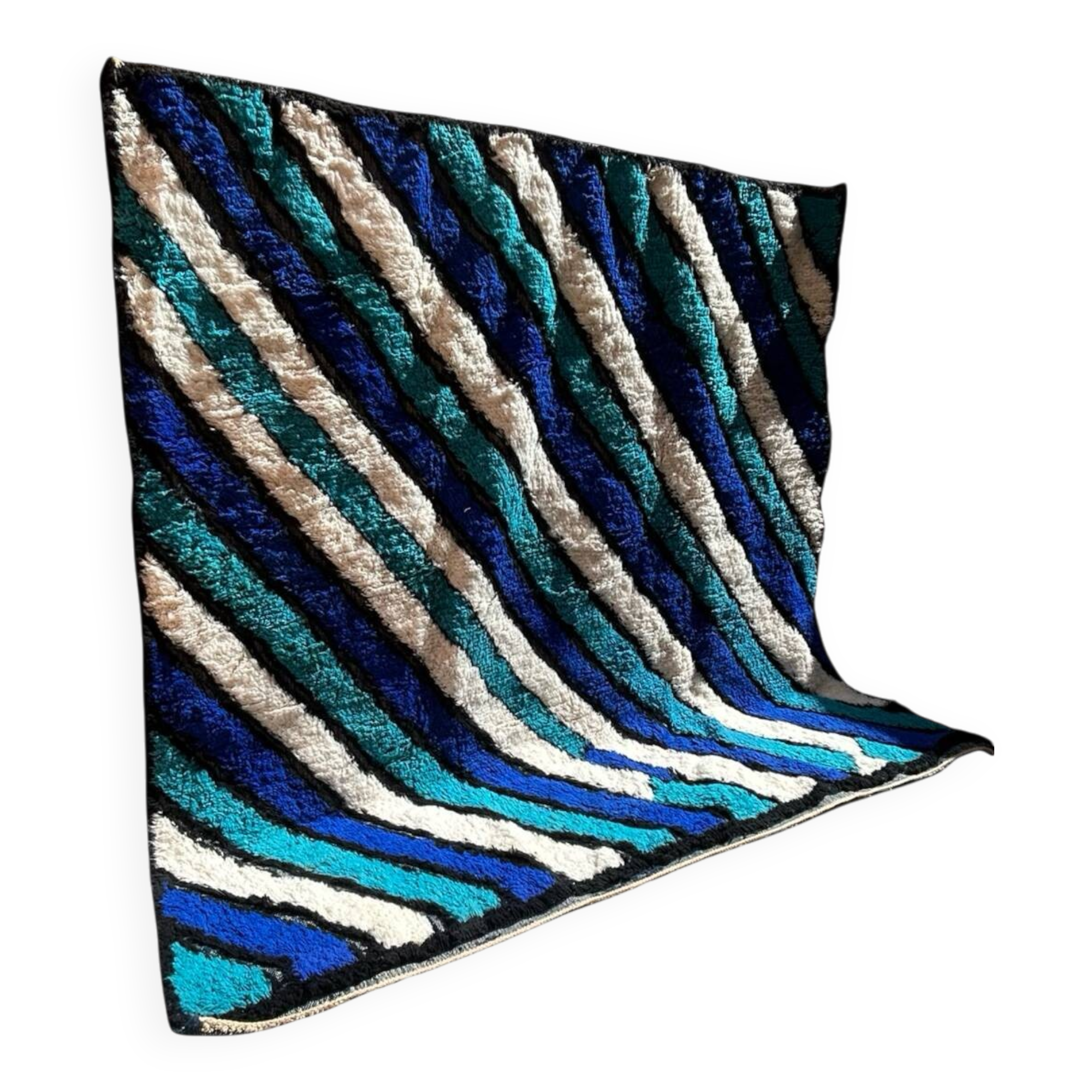 Tapis marocain en laine bleue