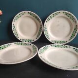 French vintage set of 4 plates, sauce boat and platter, from Longchamps, Cannes model