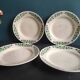 French vintage set of 4 plates, sauce boat and platter, from Longchamps, Cannes model