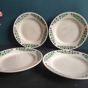 French vintage set of 4 plates, sauce boat and platter, from Longchamps, Cannes model