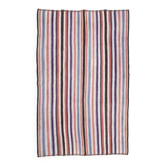 Tapis kilim vintage turc Oushak fait main en laine et coton rose 137x219