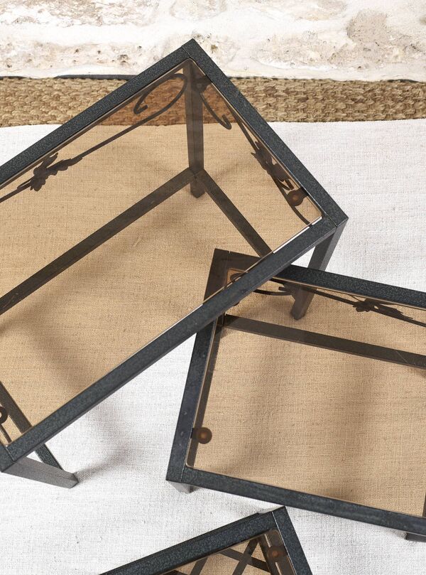 Lot de 3 tables gigogne en fer forgé