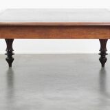 Antique English Oak Writing Desk / Partner Desk with a Leather Top