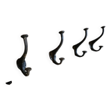 Solid teak coat hook with 4 double cast iron hooks