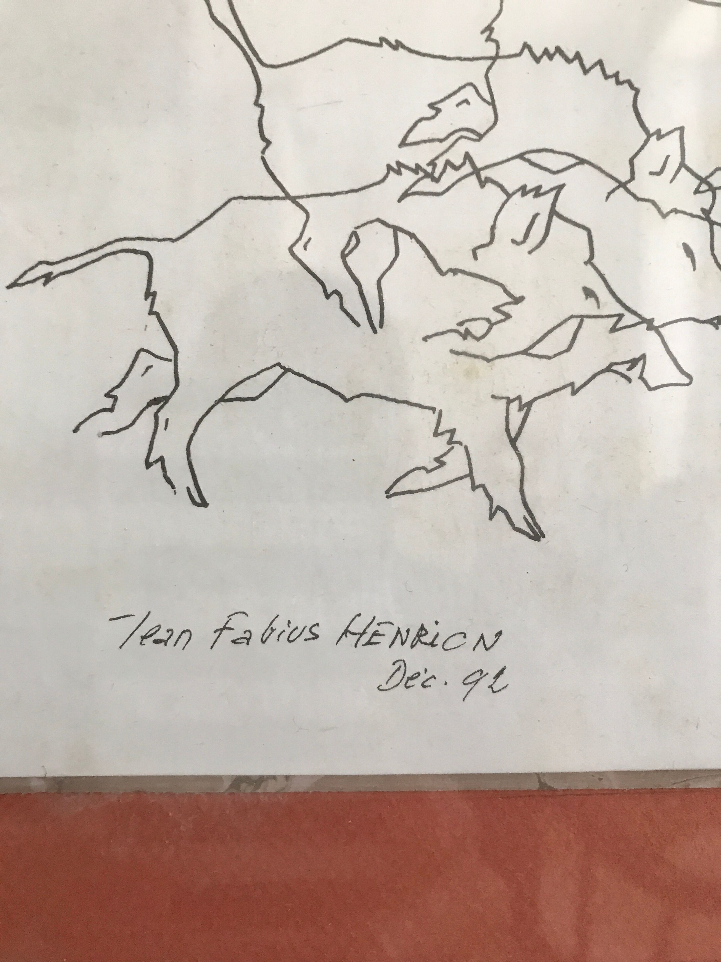 Framed drawing by Jean Fabius Henrion, year 92