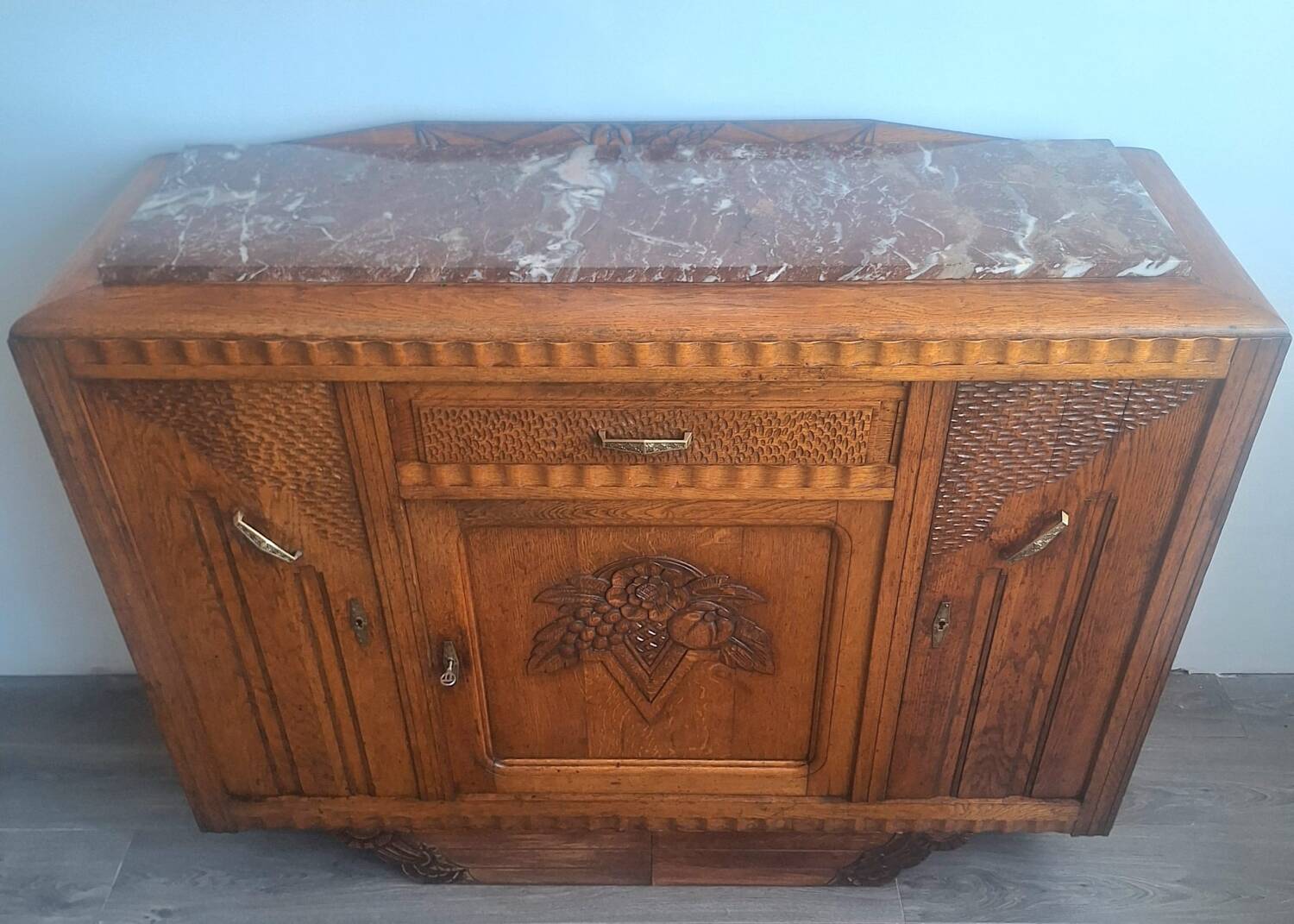 Art Deco sideboard with marble top, antique dresser