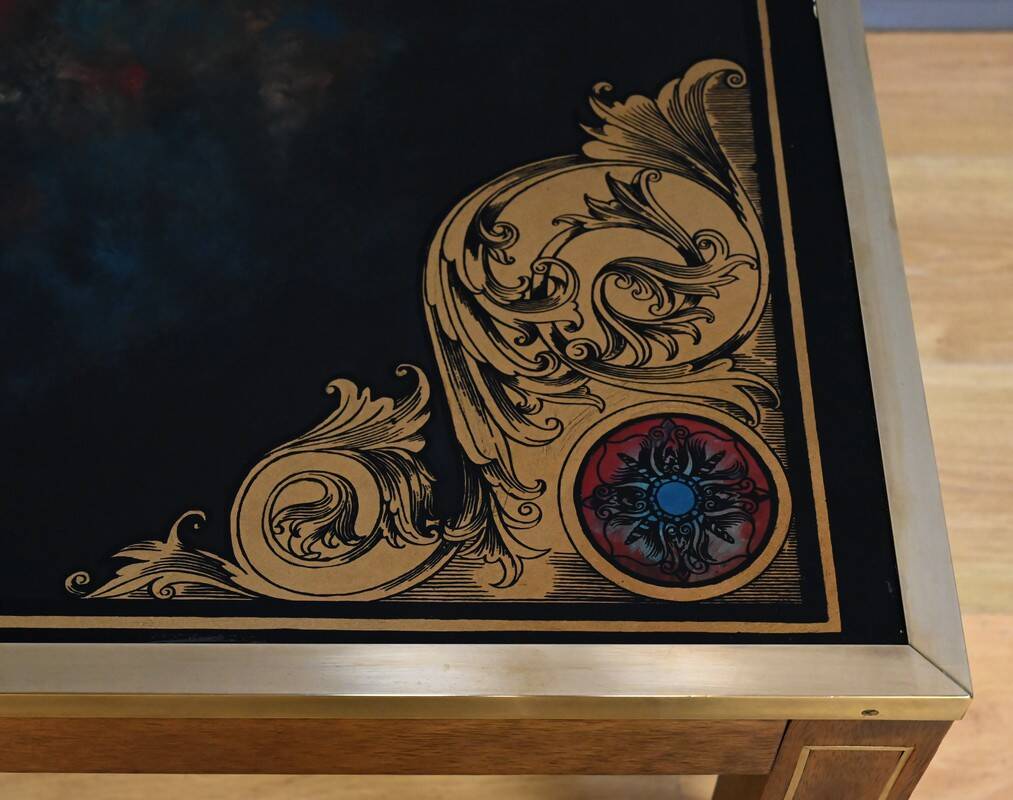 Grande table basse échiquier en acajou, goût Jansen – 2ème partie XXe