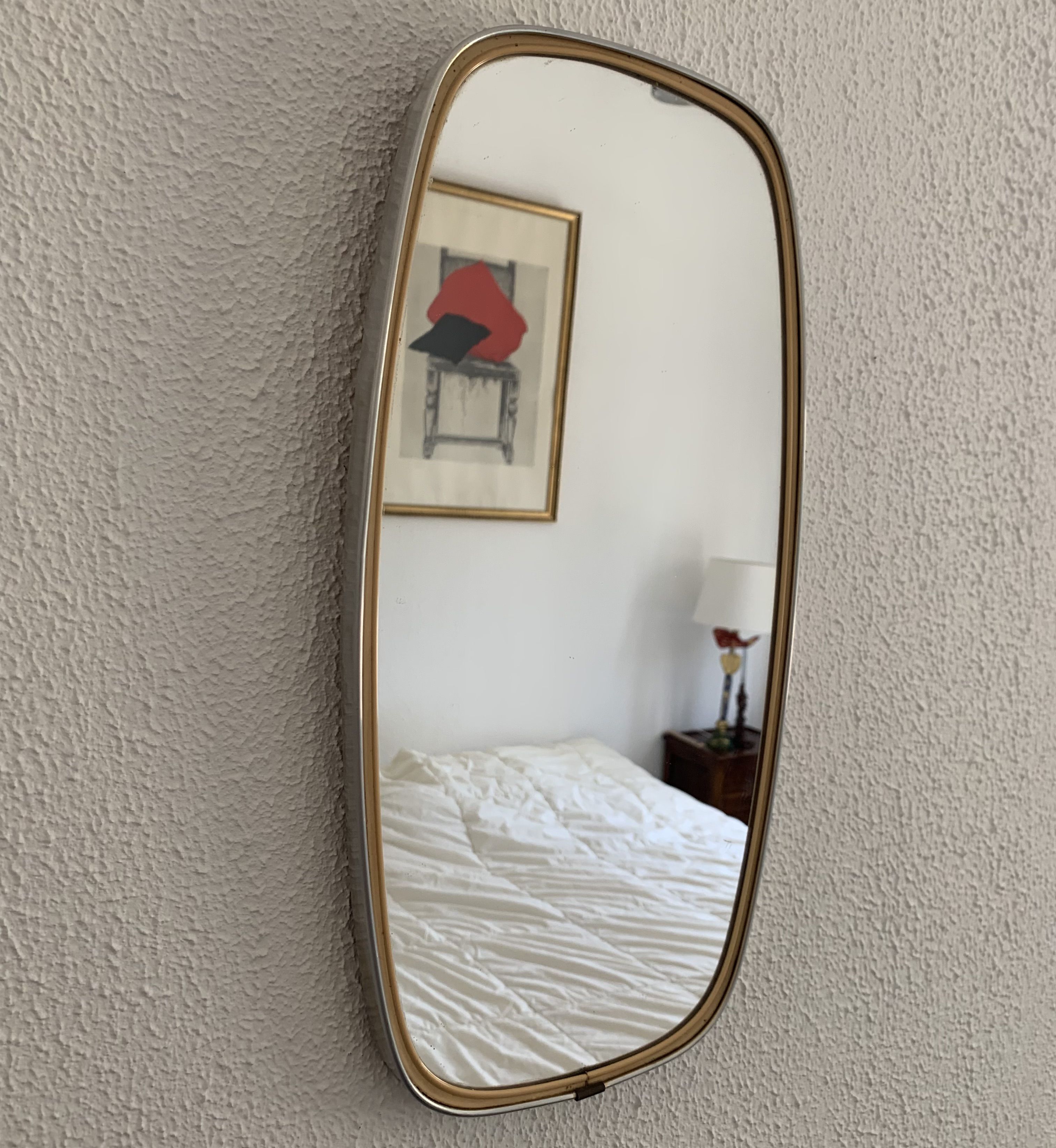 Vintage mirror 1960 asymmetrical mirror - 46 x 24 cm
