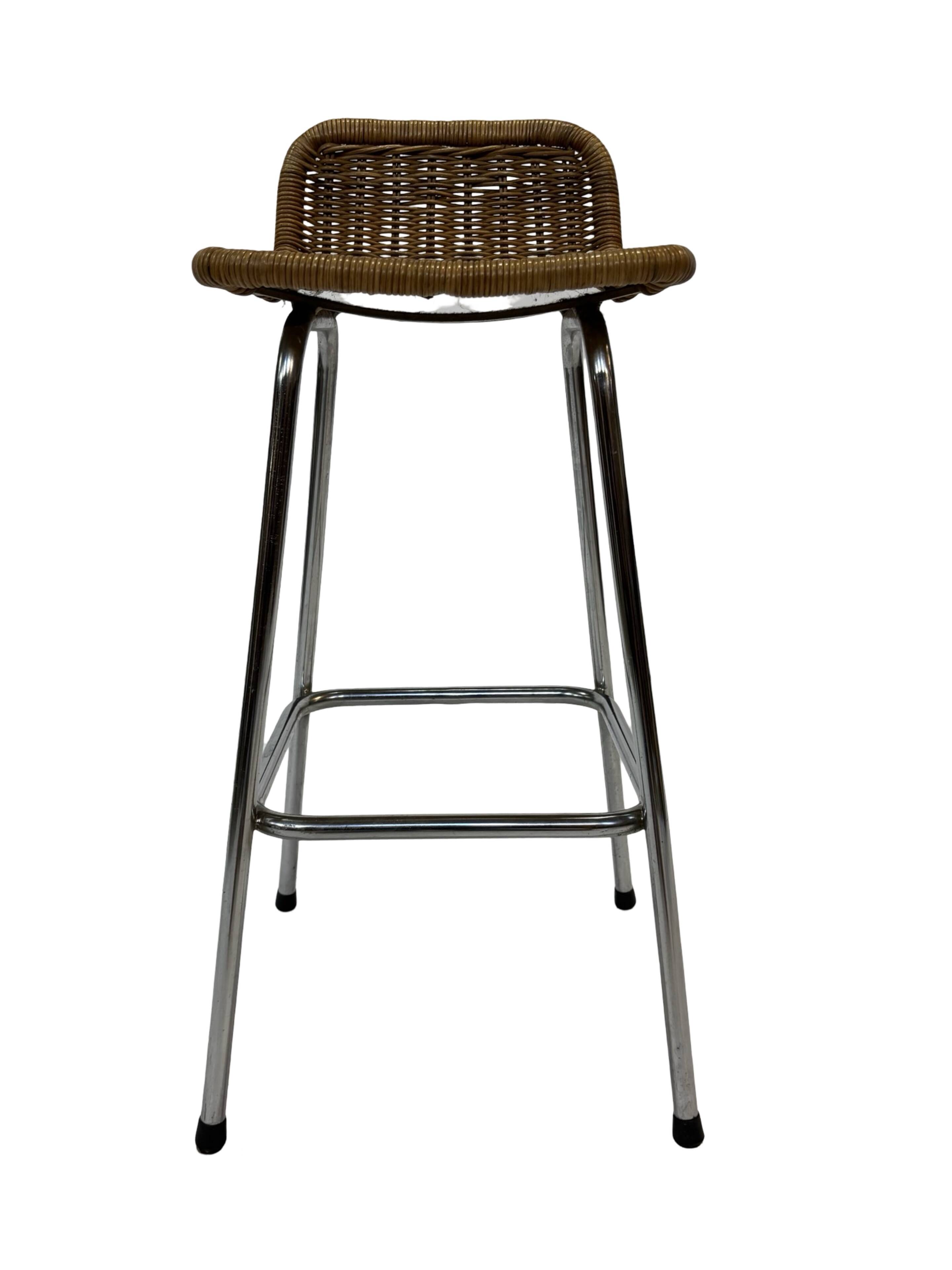 Set of 4 vintage bar stools Dirk van Sliedregt Rohe Noordwolde 1960's