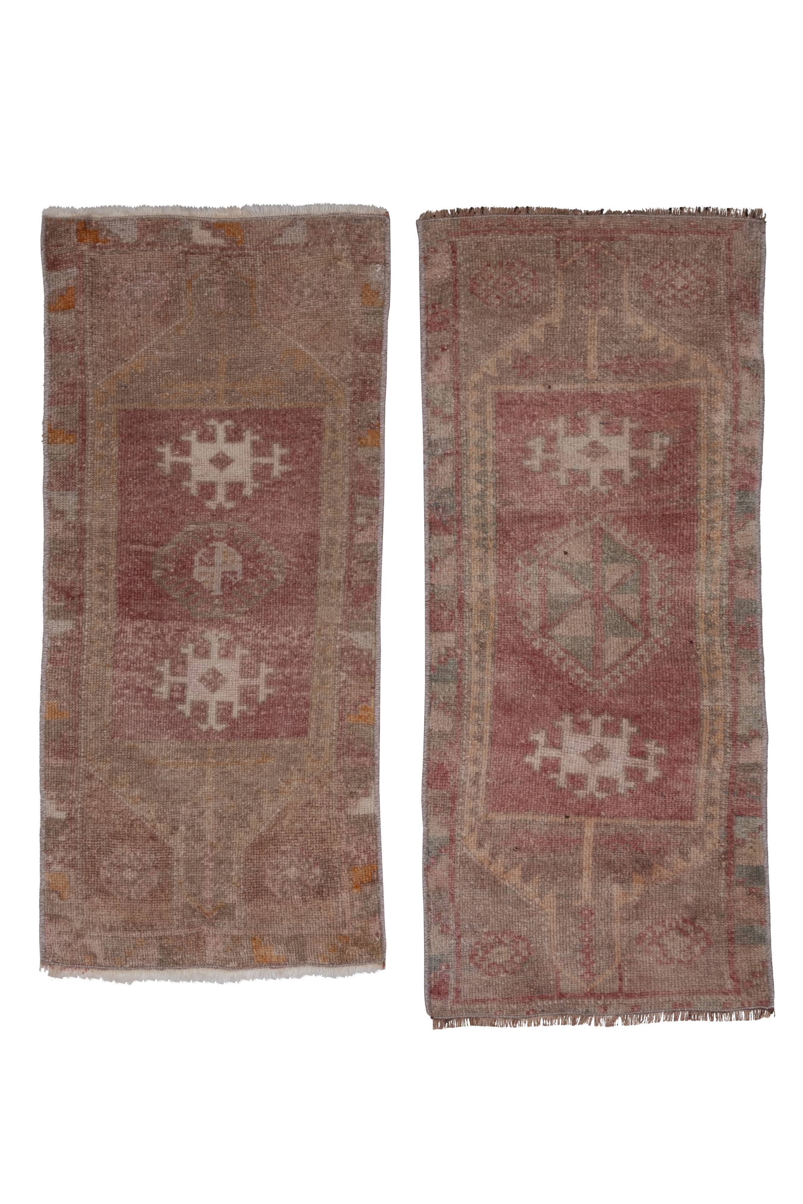 Distressed turkish small rugs, 1970s, set of 2