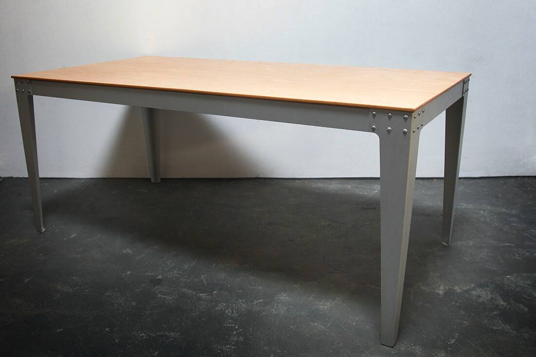 Piet Hein Eek beech and aluminum dining table