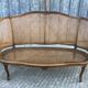 Antique Louis XV bench in solid walnut and caning