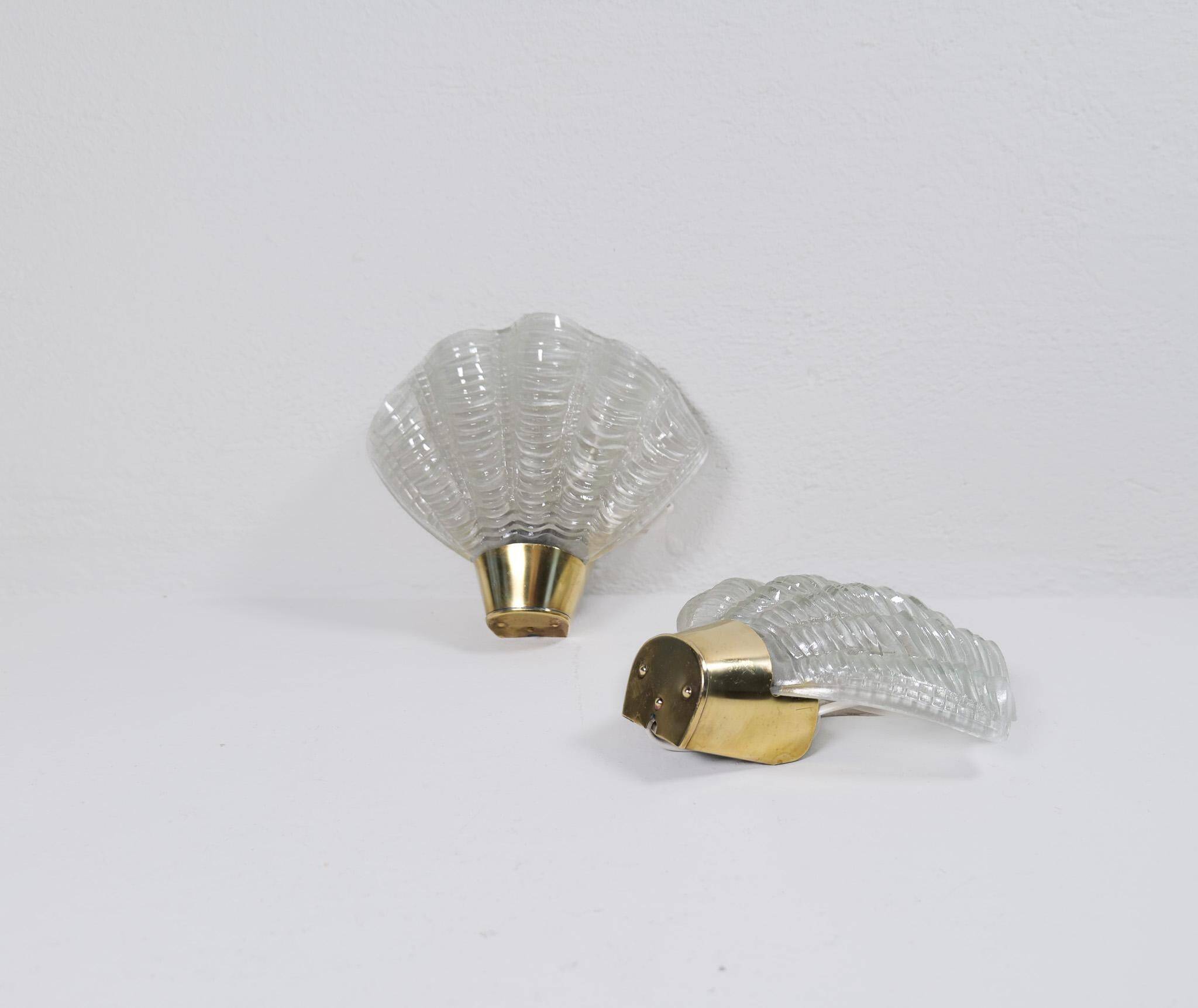 Midcentury Modern wall sconces pair ASEA, "Shell", 1950s, Sweden