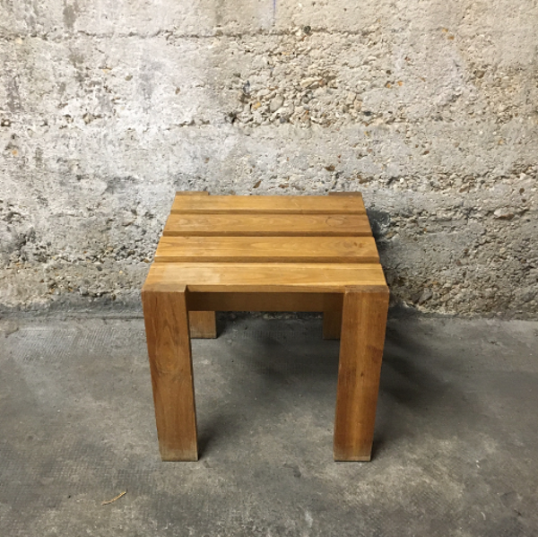 Tabouret carré table d'appoint en bois
