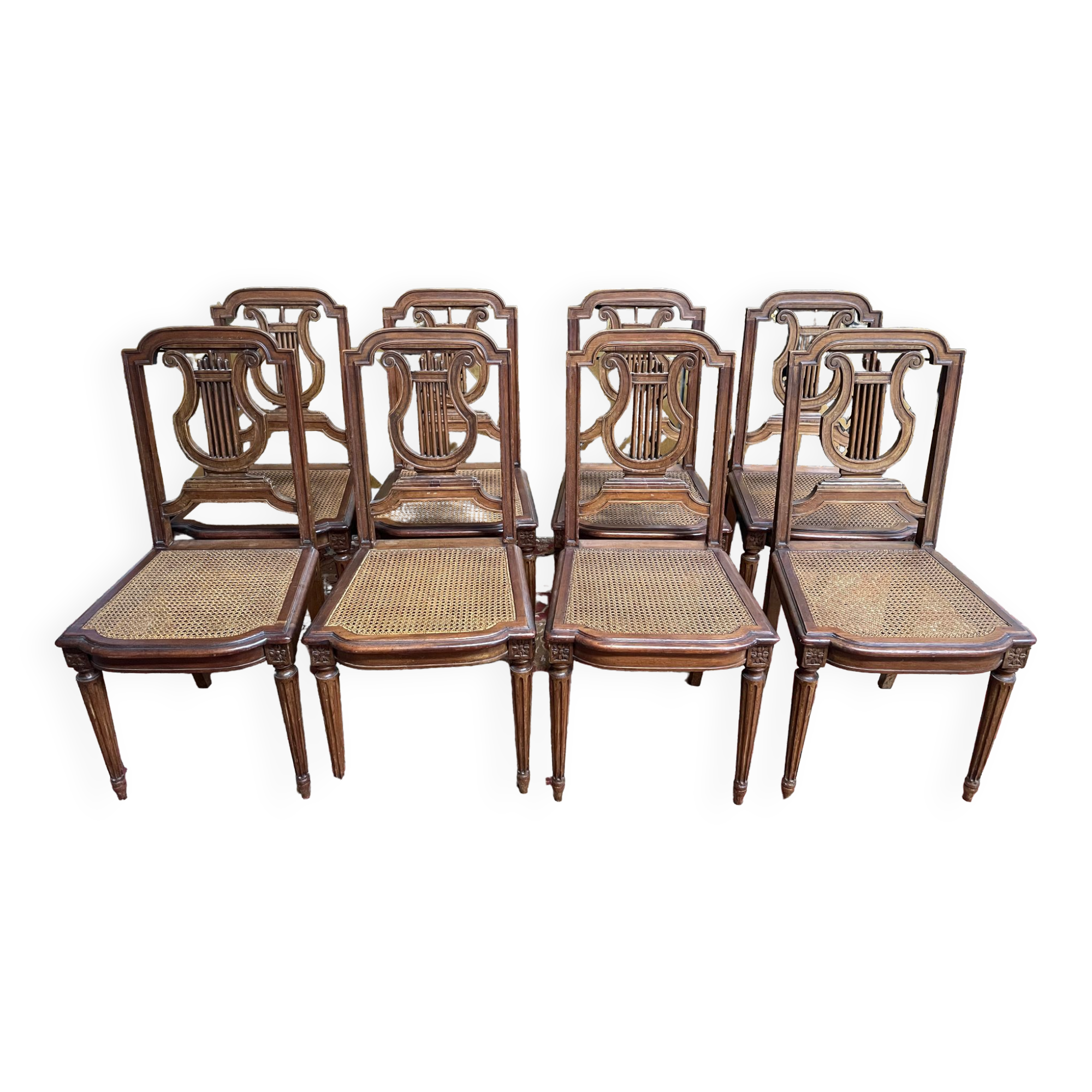 Set of 8 Louis XVI style chairs in canning