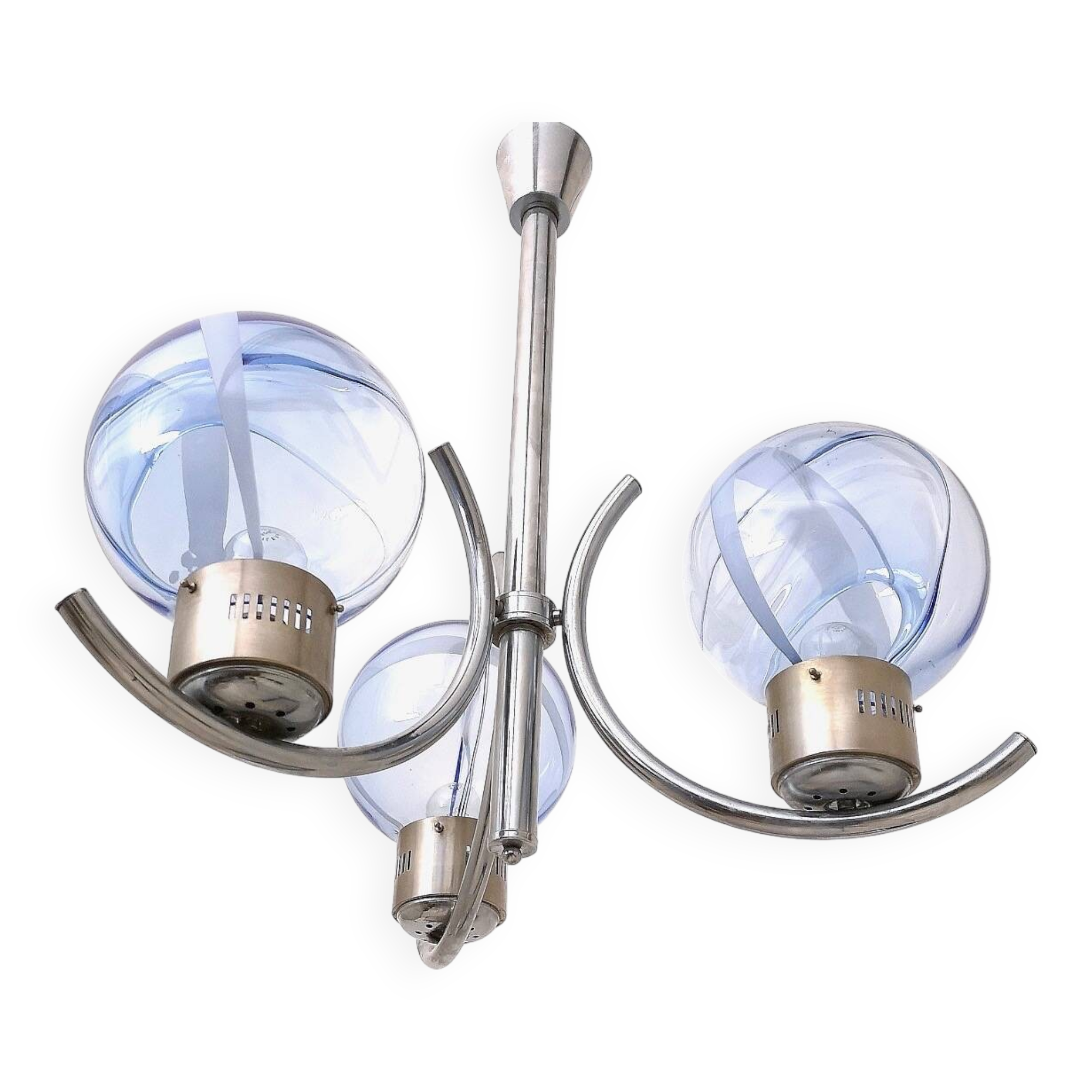 Light Blue Murano Glass Mod "Membrana" Chandelier by Toni Zuccheri