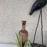 Soliflore vase in beige and gold glazed ceramic, numbered and vintage