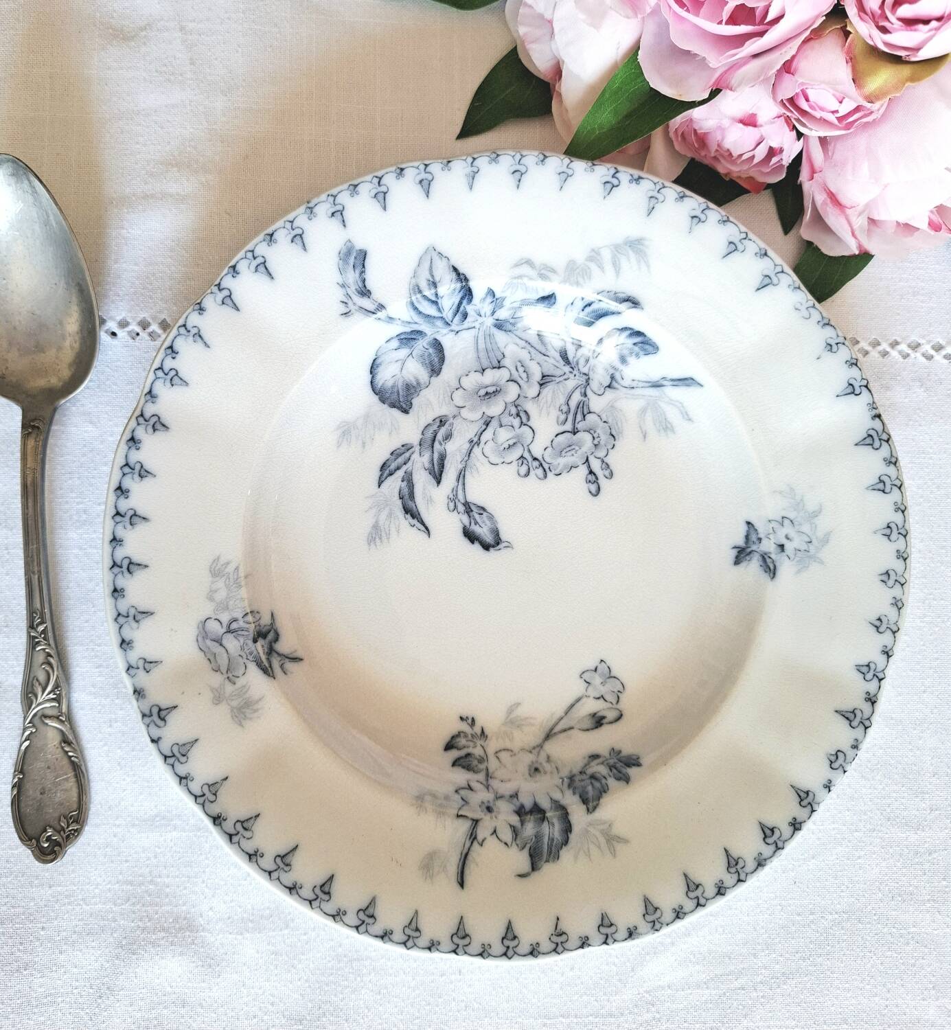 Antique earthenware soup plates