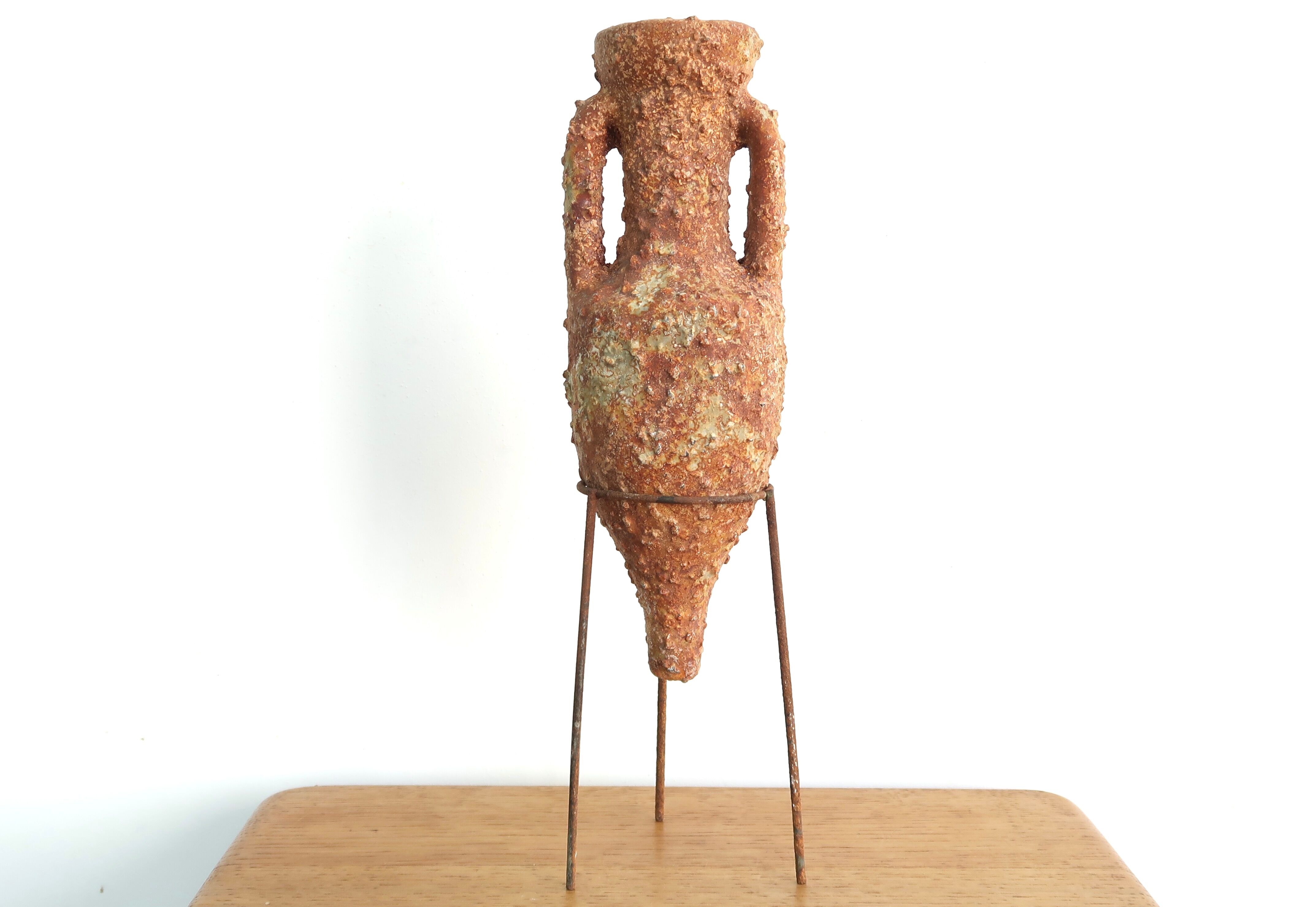 Ceramic amphora on tripod base, 70s