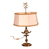 bronze oil lamp - 18th century - Spain converted into a lamp with its shade
