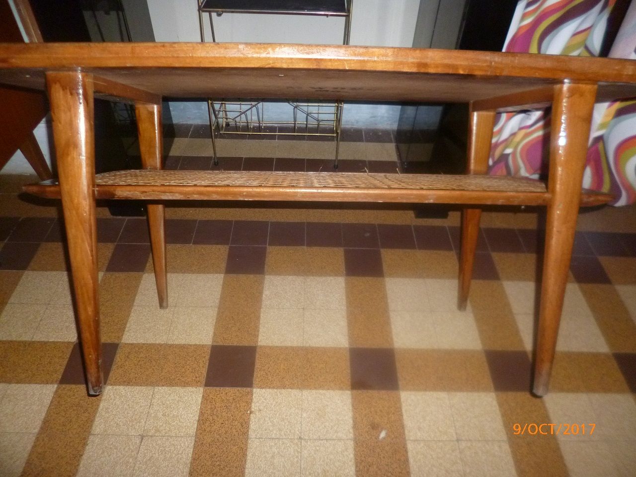 Coffee table teak tiled door magazines caning of the 60s Scandinavian style