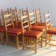 Vintage danish brutalist ladder back oak dining chairs