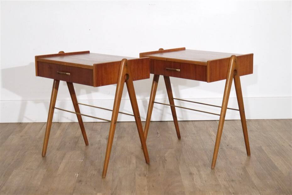 Paire de chevets vintage scandinave en teck