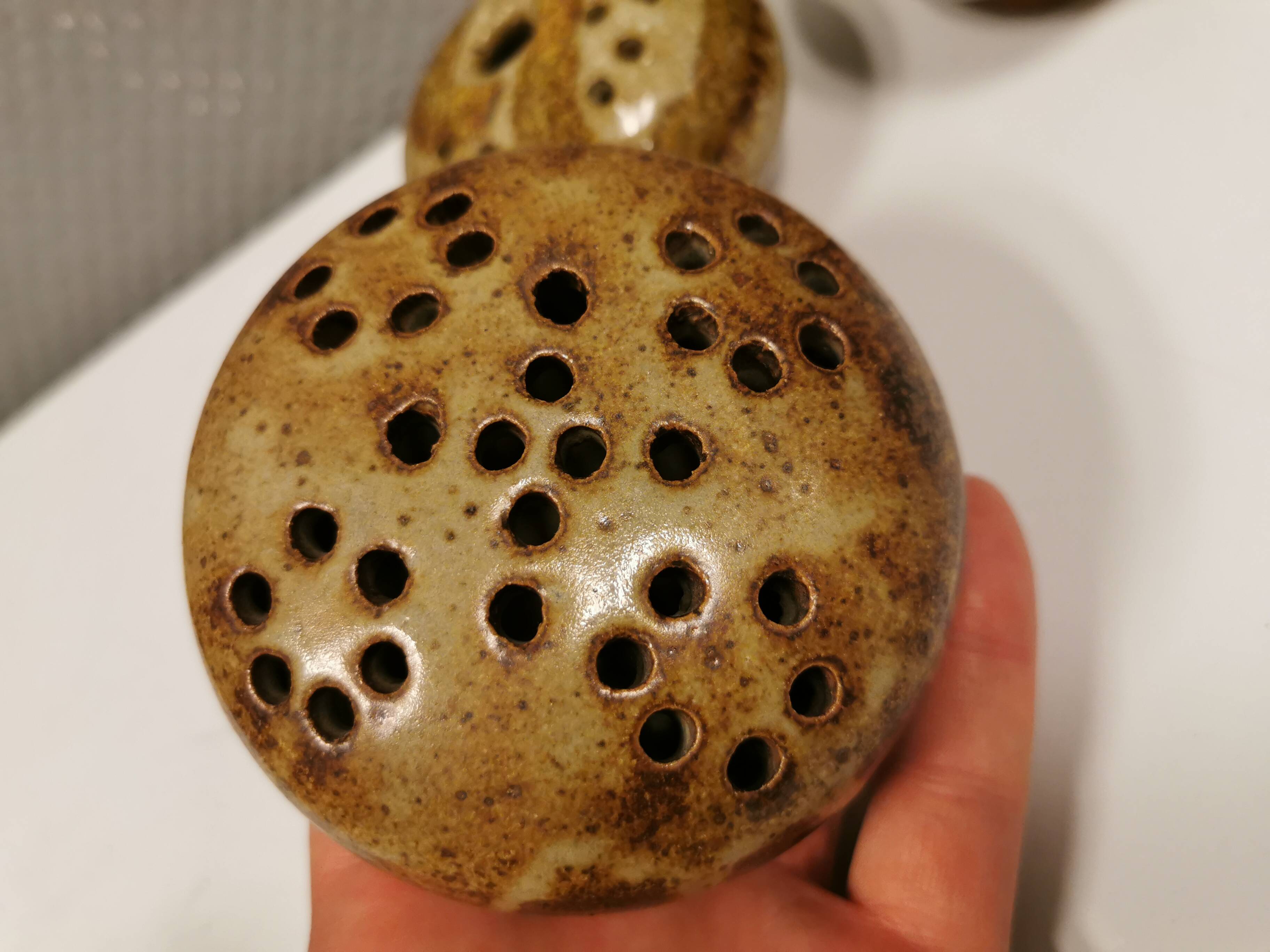 Three pierced vases (in Denmark we call them Mushroom vases)