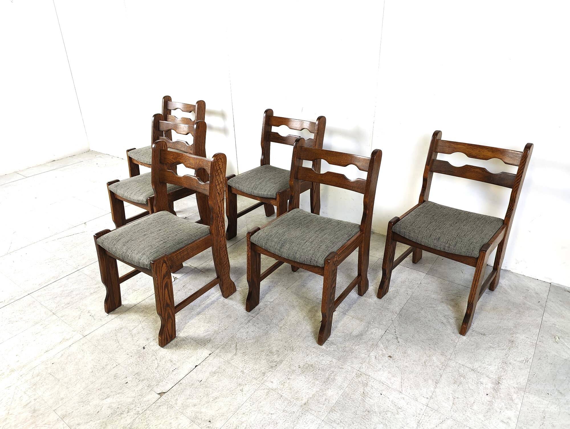 Vintage brutalist dining chairs, set of 6 - 1970s