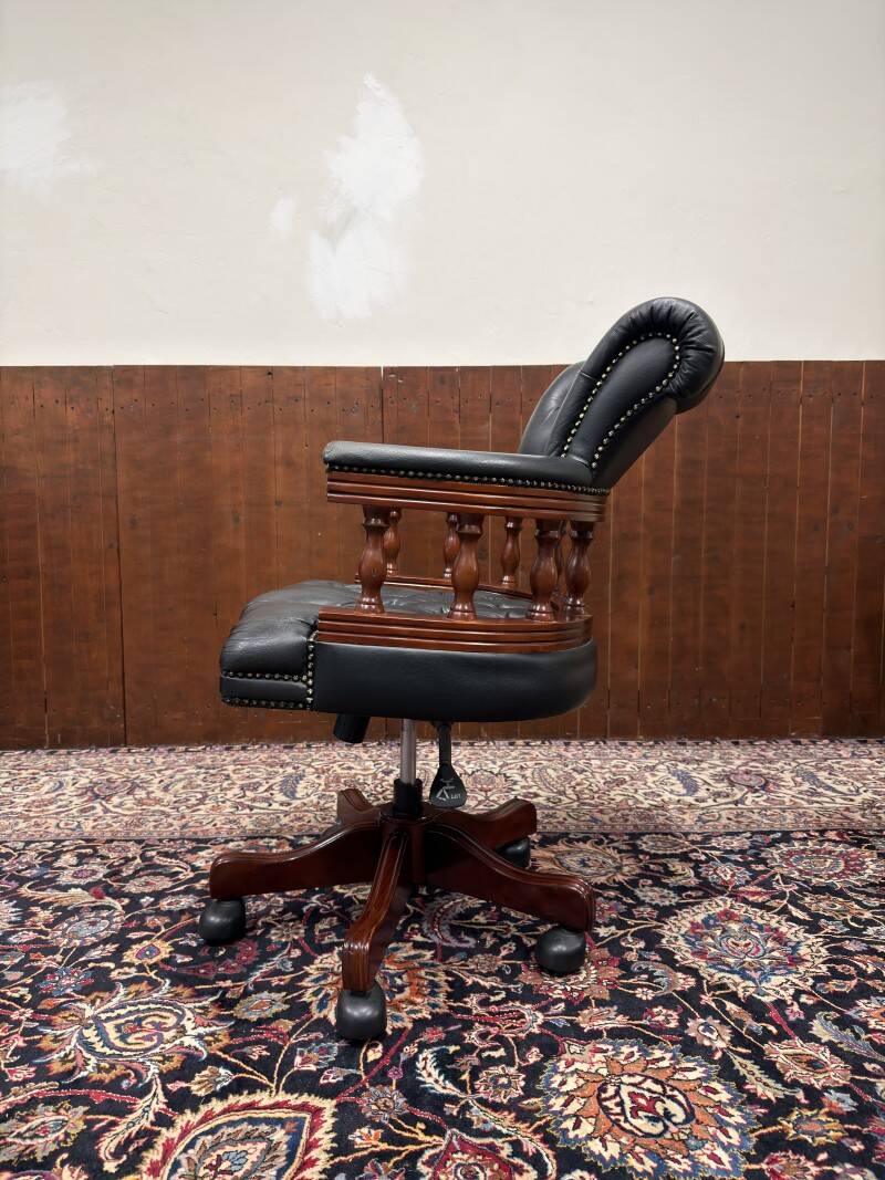 English Chesterfield Captain Chair Black