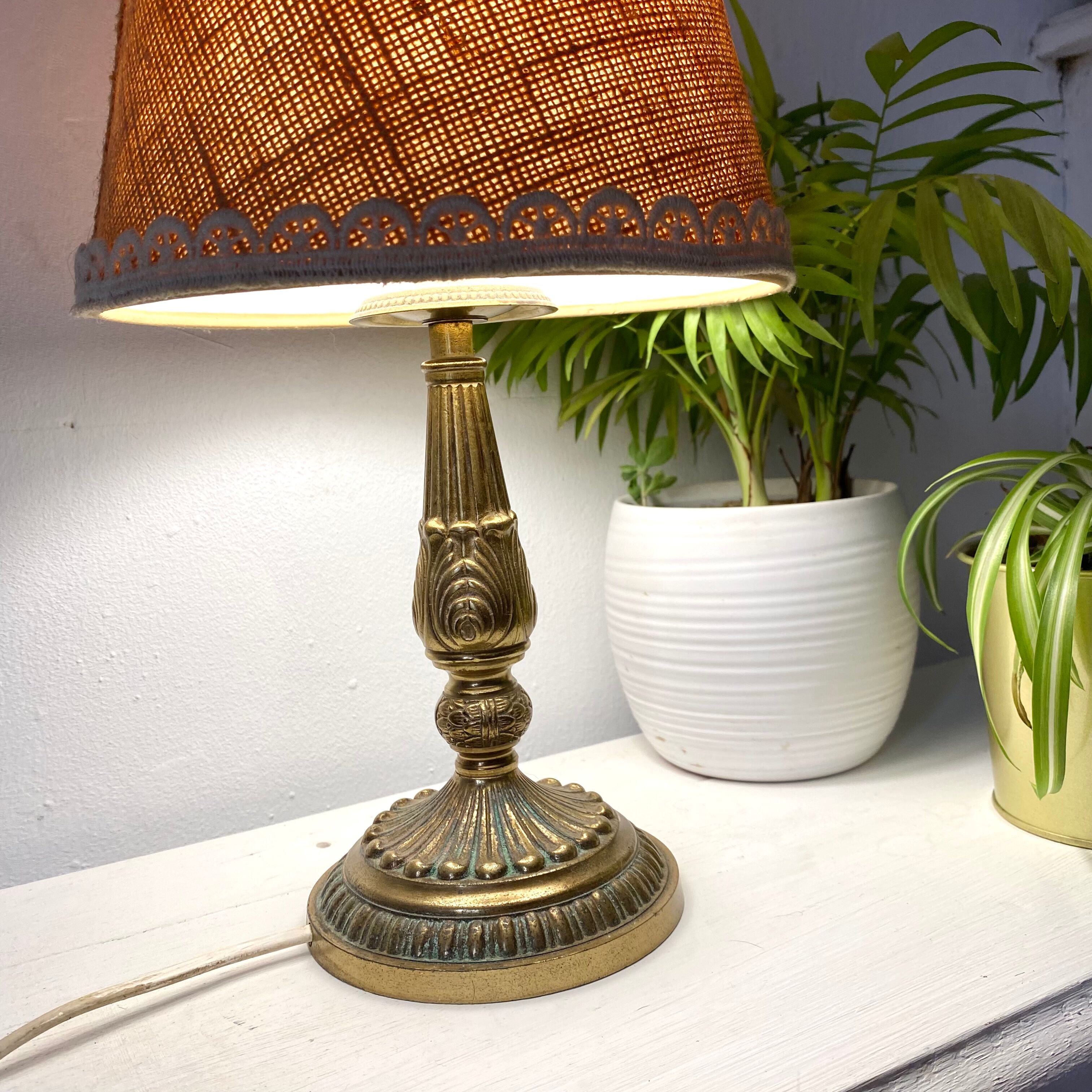 Golden brass table lamp