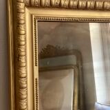 Old gilded mirror louis Philippe rectangular carved godrons