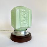 Painted glass lamp, fabric cable