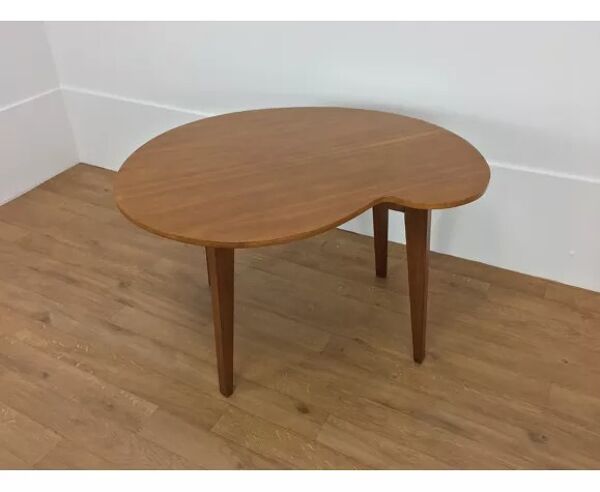 Table d'appoint haricot bois pied compas, années 50