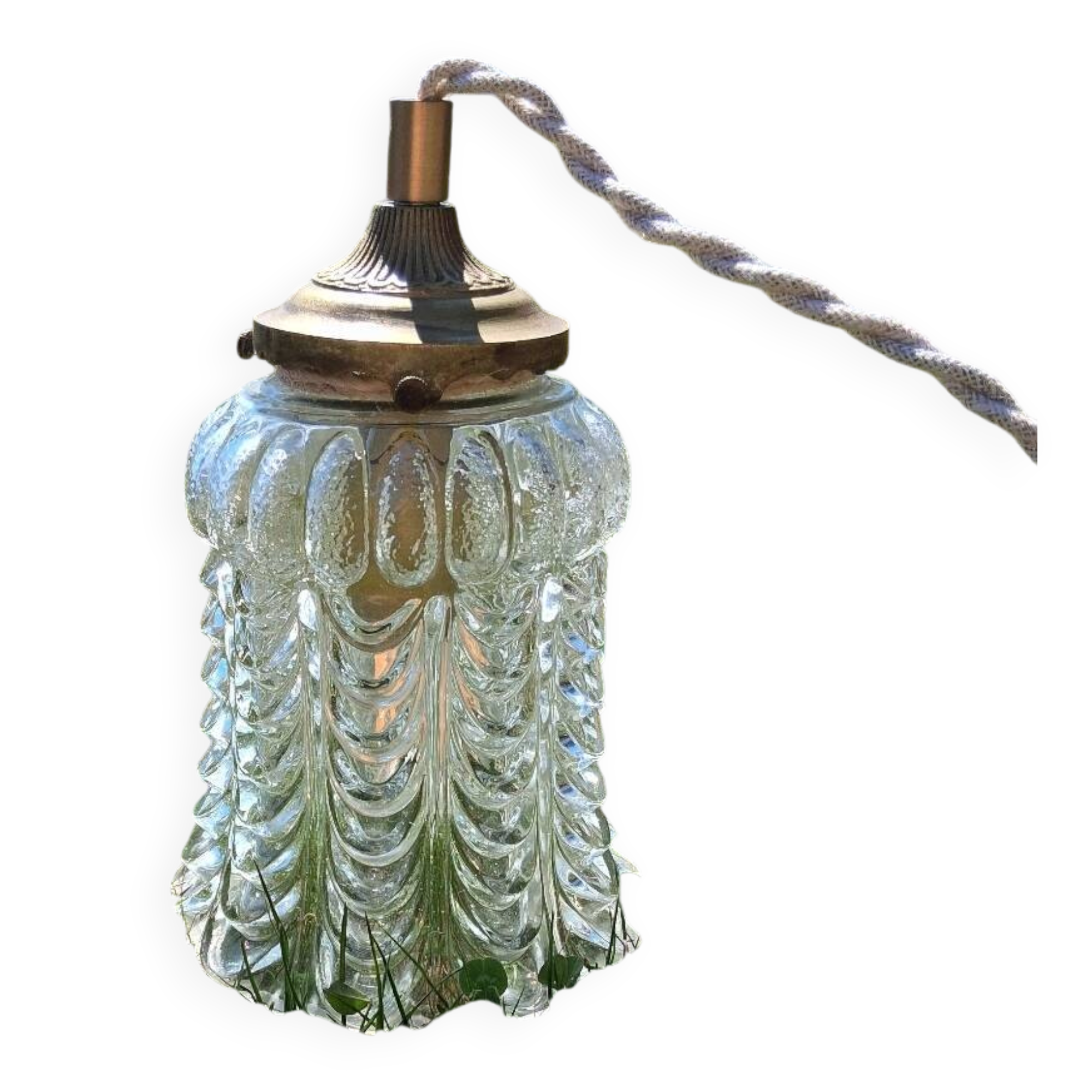 Baladeuse / Veilleuse vintage en verre ciselé