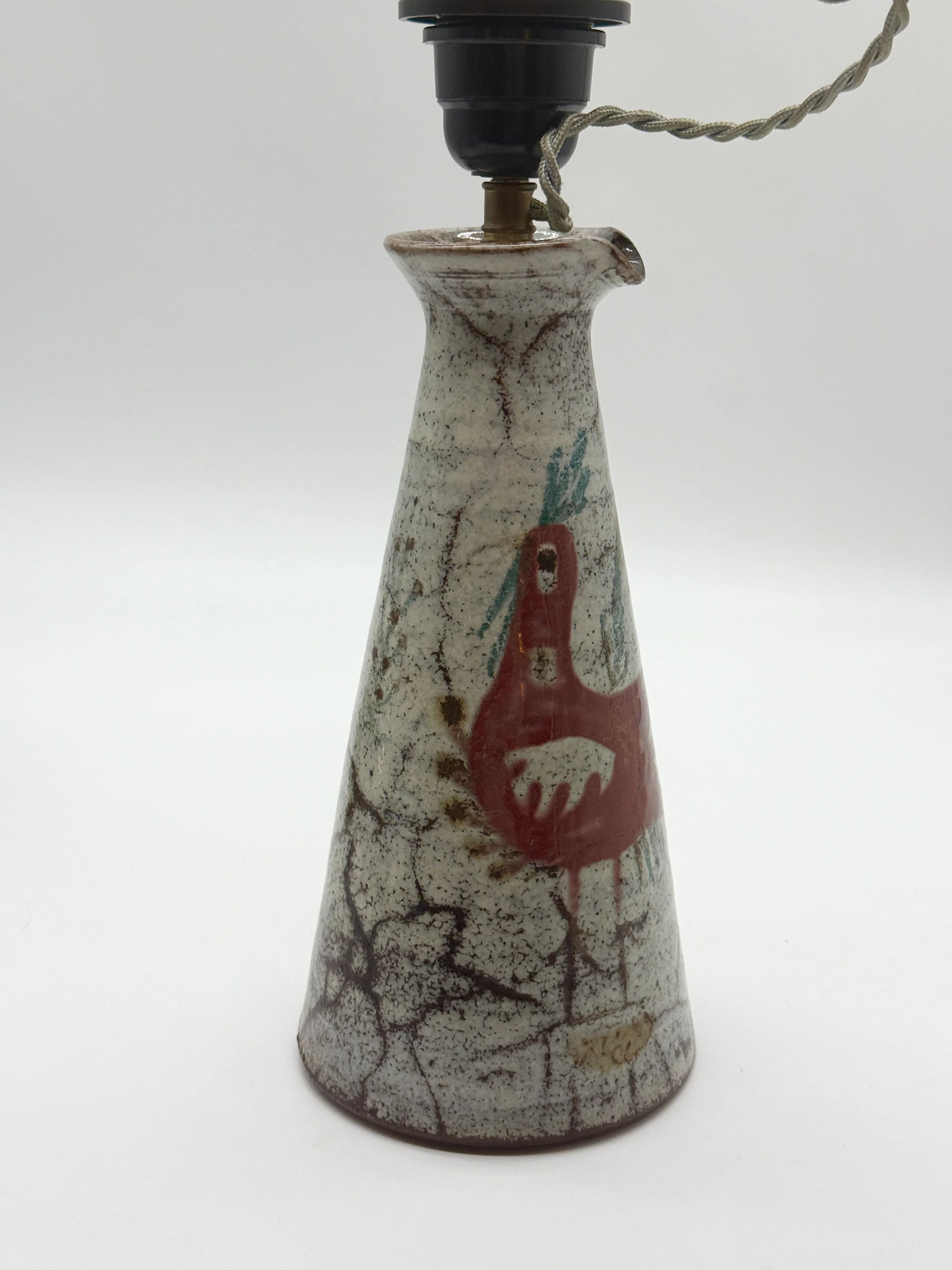 Ceramic pitcher converted into a lamp — Gustave Reynaud, 1950s