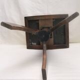 Piano stool bench old wooden tripod foot mustard velvet top